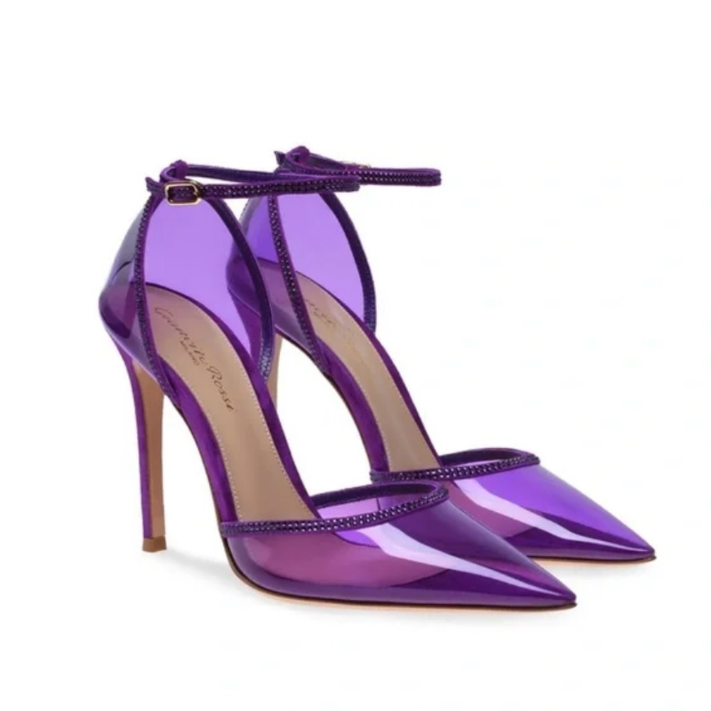 Gianvito Rossi Crystal Sabin Pumps Purple PVC Size 38.5